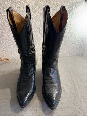 Vintage USA Made Tony Lama 2910 Black Leather Western Dress Boots Mens Size 9 EE